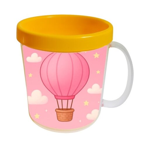 Caneca Acrílica Infantil Personalizada Balão de Ar Rosa