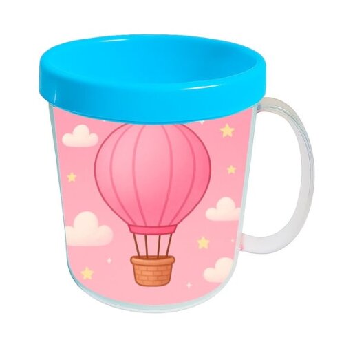 Caneca Acrílica Infantil Personalizada Balão de Ar Rosa