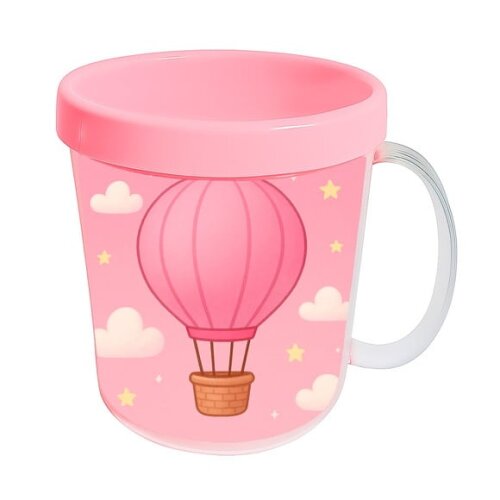 Caneca Acrílica Infantil Personalizada Balão de Ar Rosa