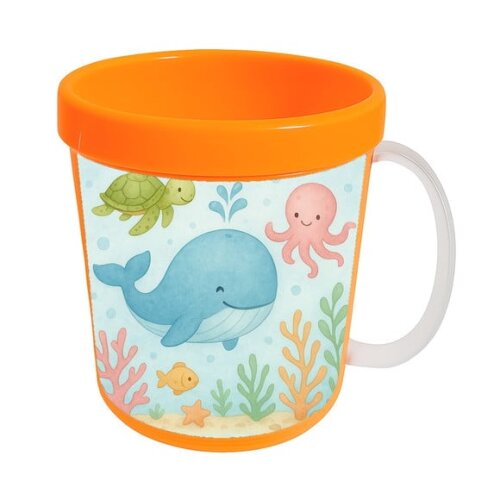Caneca Acrílica Infantil Personalizada Baleia Aquarela