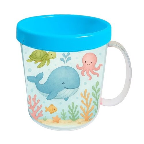 Caneca Acrílica Infantil Personalizada Baleia Aquarela