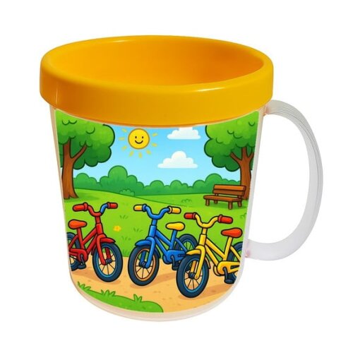 Caneca Acrílica Infantil Personalizada Bicicletas Coloridas
