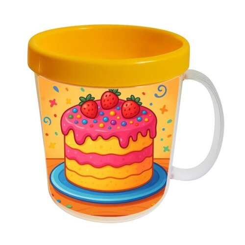 Caneca Acrílica Infantil Personalizada Bolo Confeitado