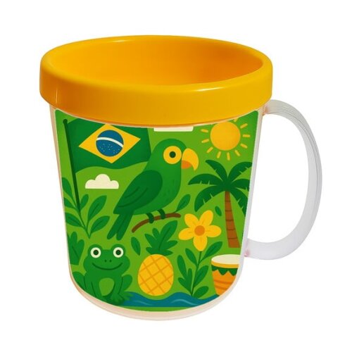 Caneca Acrílica Infantil Personalizada Brasil Verde Amarelo
