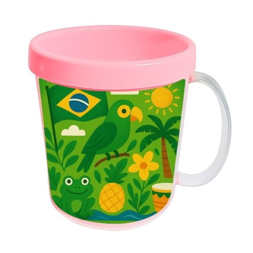 Caneca Acrílica Infantil Personalizada Brasil Verde Amarelo