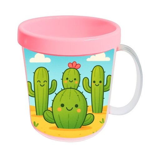 Caneca Acrílica Infantil Personalizada Cactos Fofos