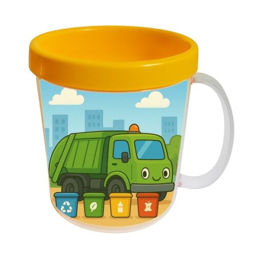 Caneca Acrílica Infantil Personalizada Caminhão de Lixo