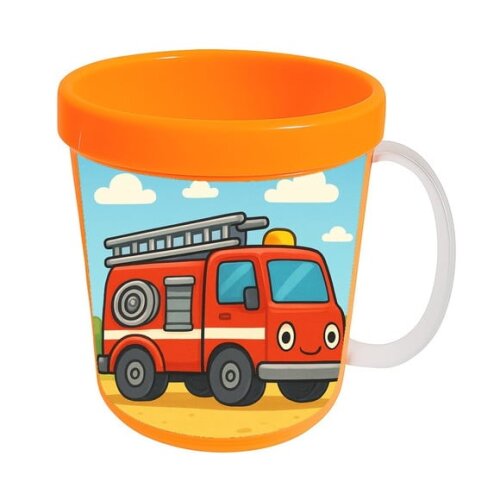 Caneca Acrílica Infantil Personalizada Caminhão de Bombeiro