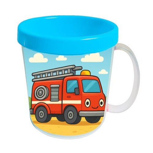 Caneca Acrílica Infantil Personalizada Caminhão de Bombeiro