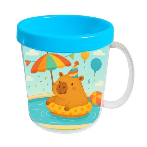 Caneca Acrílica Infantil Personalizada Capivara Pool Party