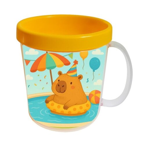 Caneca Acrílica Infantil Personalizada Capivara Pool Party