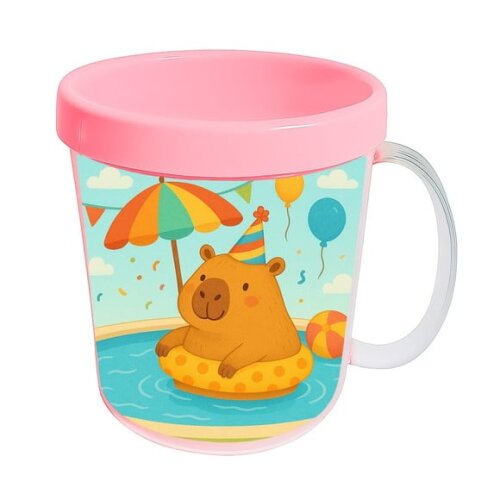 Caneca Acrílica Infantil Personalizada Capivara Pool Party