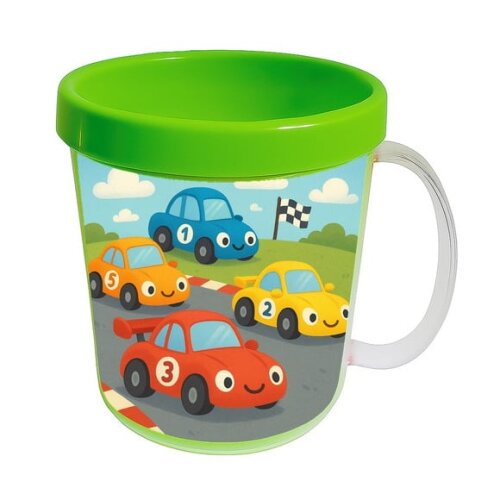 Caneca Acrílica Infantil Personalizada Carros de Corridas