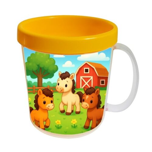 Caneca Acrílica Infantil Personalizada Cavalinhos