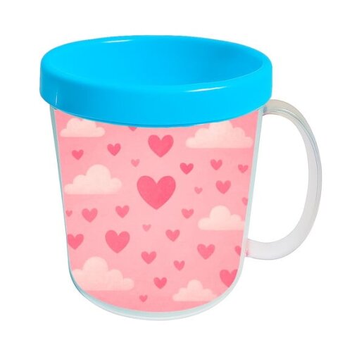 Caneca Acrílica Infantil Personalizada Céu Rosa