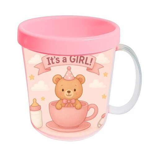 Caneca Acrílica Infantil Personalizada Chá de Bebê Menina