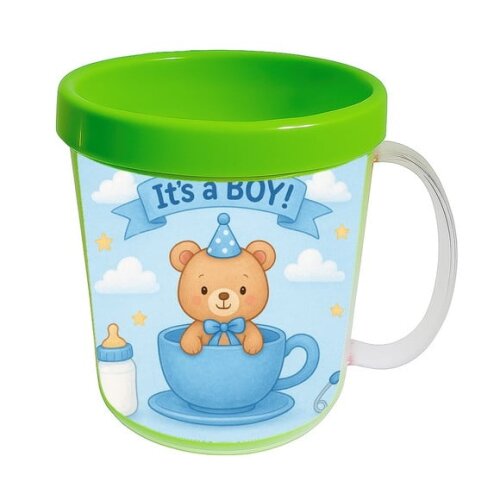 Caneca Acrílica Infantil Personalizada Chá de Bebê Menino
