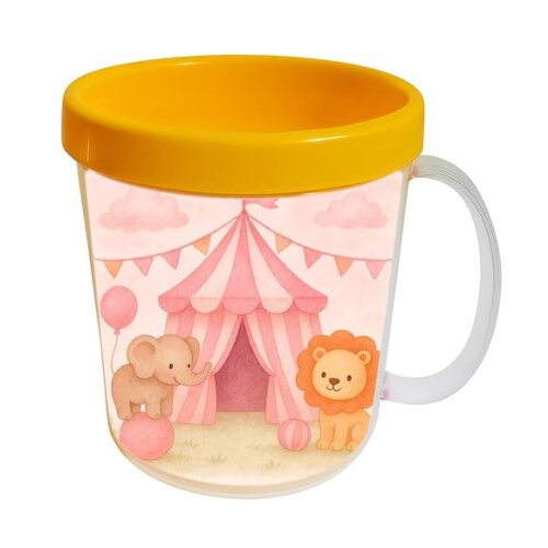 Caneca Acrílica Infantil Personalizada Circo Rosa Aquarela
