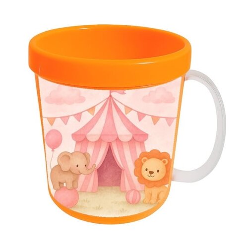 Caneca Acrílica Infantil Personalizada Circo Rosa Aquarela