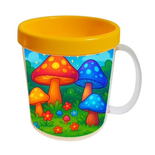 Caneca Acrílica Infantil Personalizada Cogumelos Mágicos