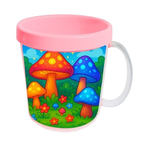 Caneca Acrílica Infantil Personalizada Cogumelos Mágicos