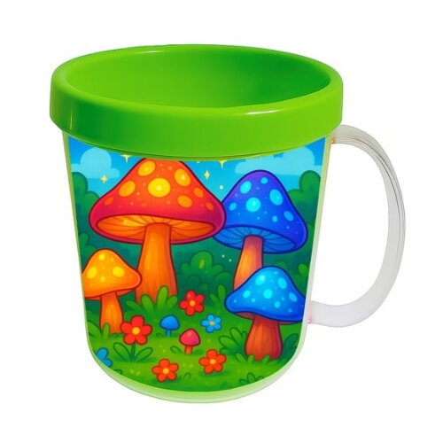 Caneca Acrílica Infantil Personalizada Cogumelos Mágicos