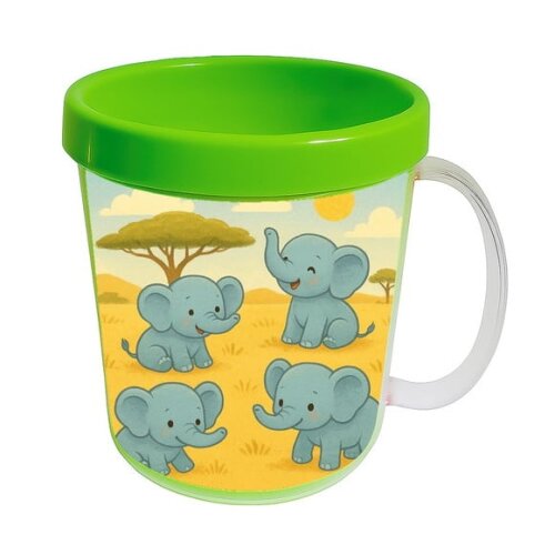 Caneca Acrílica Infantil Personalizada Elefantinhos