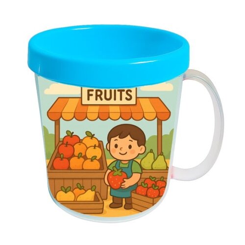 Caneca Acrílica Infantil Personalizada Feira de Frutas