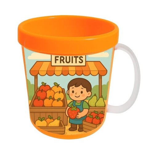 Caneca Acrílica Infantil Personalizada Feira de Frutas