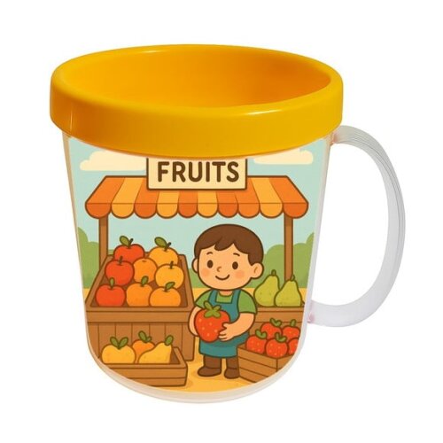 Caneca Acrílica Infantil Personalizada Feira de Frutas