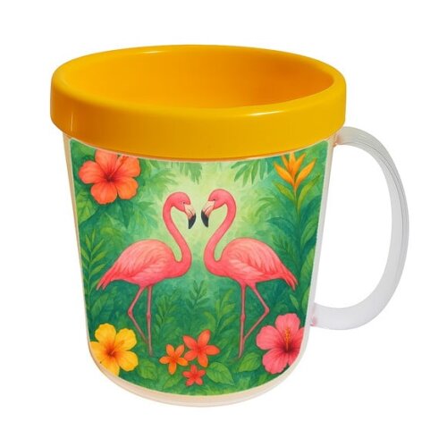 Caneca Acrílica Infantil Personalizada Flamingo Aquarela