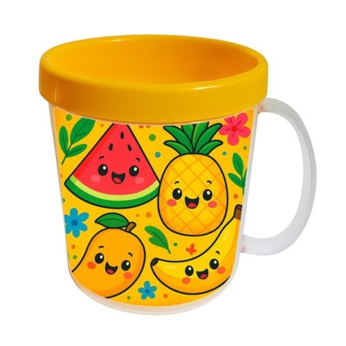 Caneca Acrílica Infantil Personalizada Frutas Tropicais