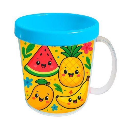 Caneca Acrílica Infantil Personalizada Frutas Tropicais