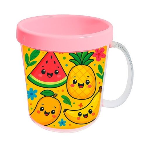 Caneca Acrílica Infantil Personalizada Frutas Tropicais