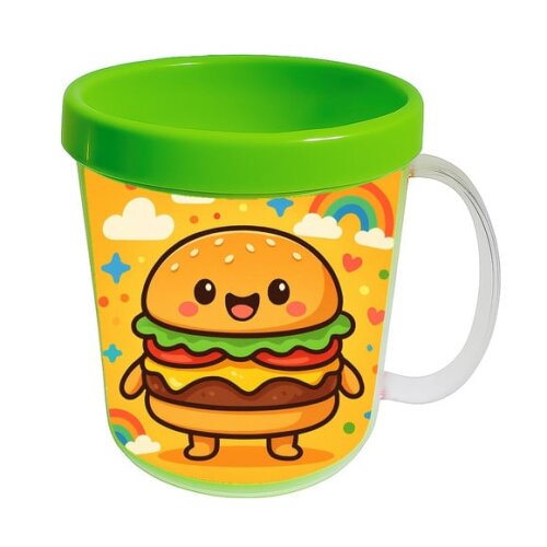 Caneca Acrílica Infantil Personalizada Hambúrguer Divertido