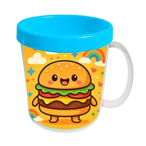 Caneca Acrílica Infantil Personalizada Hambúrguer Divertido