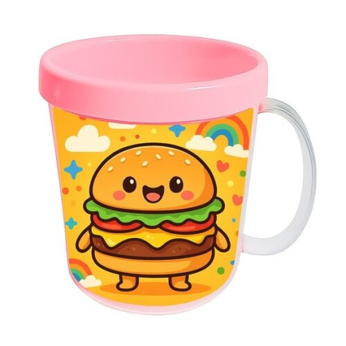 Caneca Acrílica Infantil Personalizada Hambúrguer Divertido
