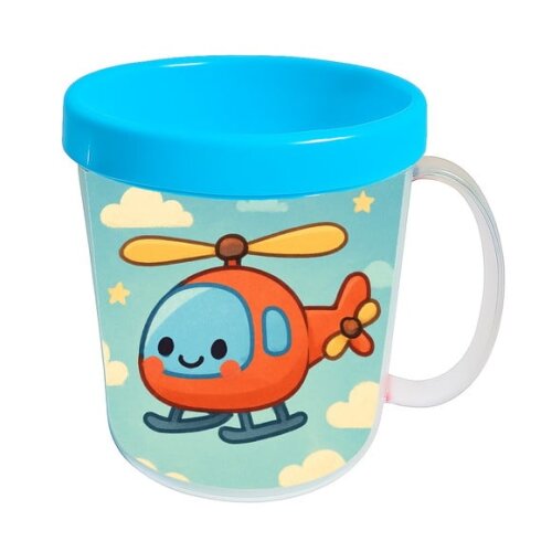 Caneca Acrílica Infantil Personalizada Helicóptero