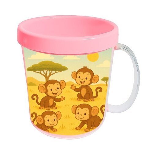 Caneca Acrílica Infantil Personalizada Macaquinhos