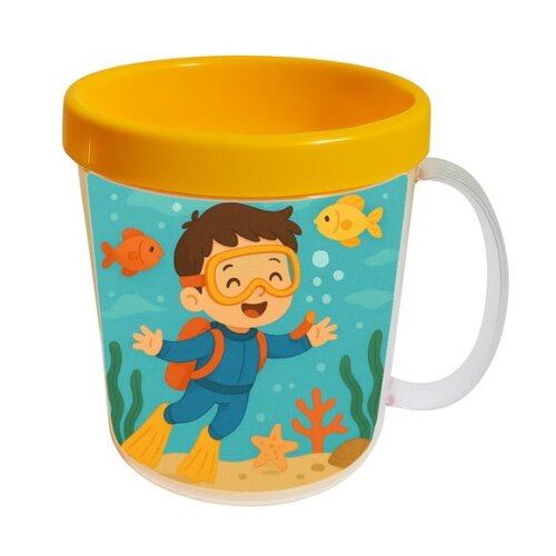 Caneca Acrílica Infantil Personalizada Menino Mergulhador