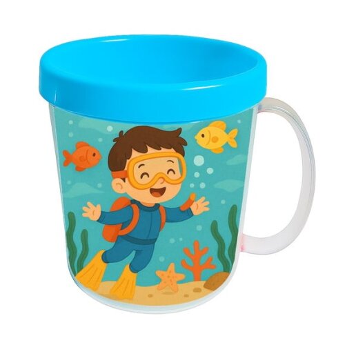 Caneca Acrílica Infantil Personalizada Menino Mergulhador
