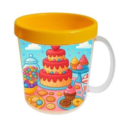Caneca Acrílica Infantil Personalizada Mesa Doces Coloridos
