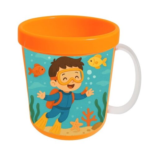 Caneca Acrílica Infantil Personalizada Menino Mergulhador