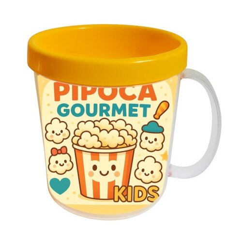 Caneca Acrílica Infantil Personalizada Pipoca Gourmet Kids