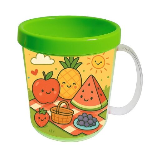 Caneca Acrílica Infantil Personalizada Piquenique das Frutas