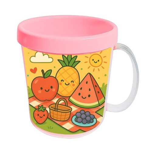 Caneca Acrílica Infantil Personalizada Piquenique das Frutas