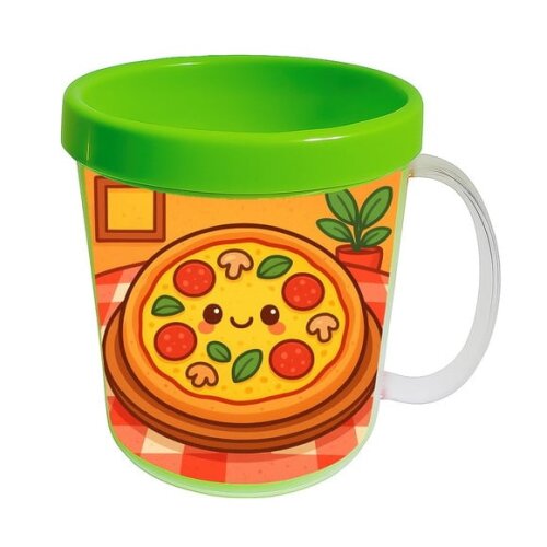 Caneca Acrílica Infantil Personalizada Pizza Divertida