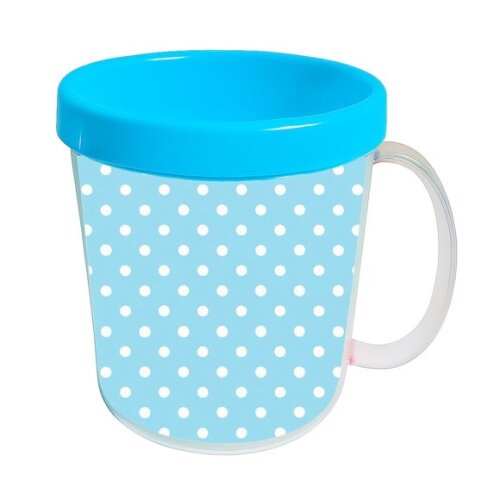 Caneca Acrílica Infantil Personalizada Poá Azul Bebê