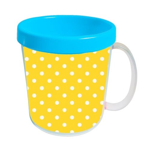 Caneca Acrílica Infantil Personalizada Poá Amarelo