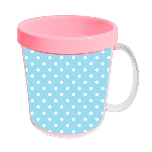 Caneca Acrílica Infantil Personalizada Poá Azul Bebê